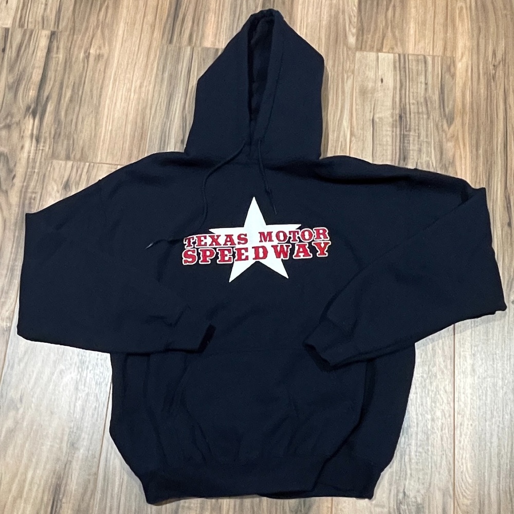 Texas Motor Speed Way Navy Hoodie. Large